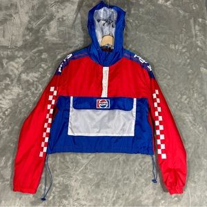Pepsi Cola Wind Breaker Jacket Zip Up Retro Logo Color Block Womens Size Large